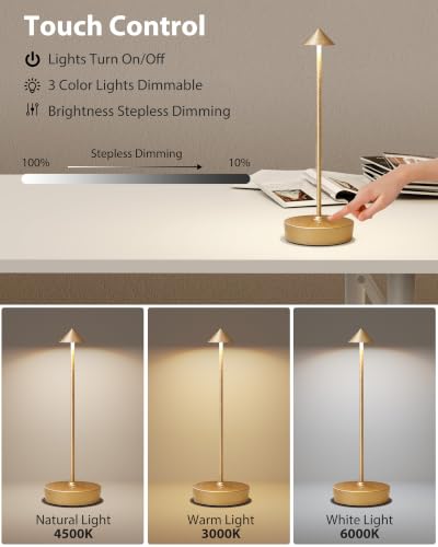 Cordless Table Lamps Rechargeable 6000mAh Battery Operated LED Desk Lamp