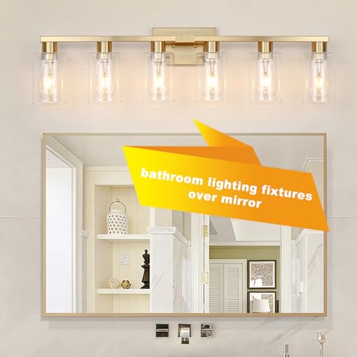 6 Light Bathroom Vanity Light Brushed Gold