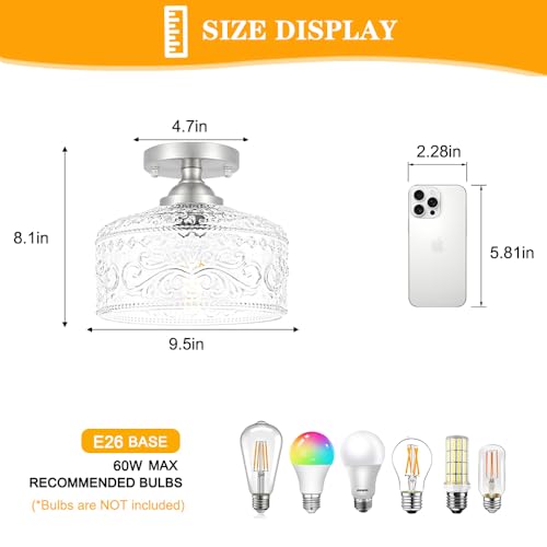 Brushed Nickel Semi Flush Mount Ceiling Light