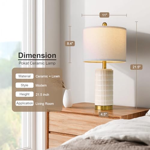 Small Bedside Table Lamps with USB Ports for Bedroom