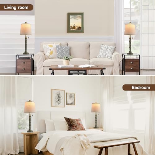 Lamps Set of 2 Modern Farmhouse Table Lamp Bedside Reading Lamps Living Room End Tables Set Lamps for Night Stands Bedroom Night Lamp (2 Count)