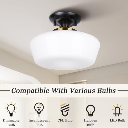 Schoolhouse Style Semi Flush Mount Ceiling Light Fixture