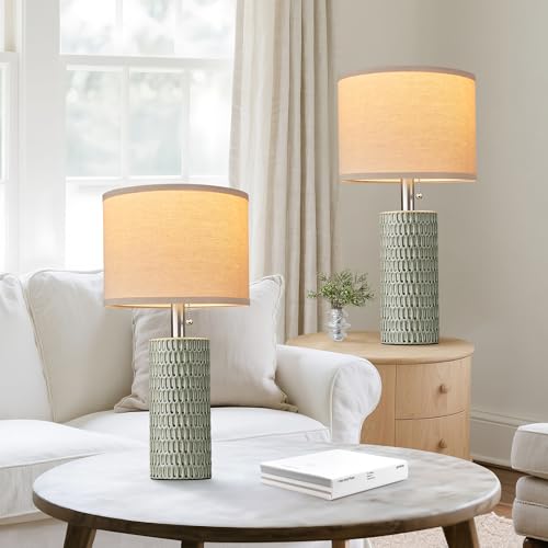 20.5" Modern Ceramic Table Lamps for Bedroom Set of 2 (2 Count)
