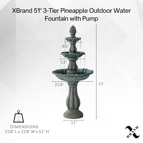 51" 3 Tier Outdoor Waterfall Fountain