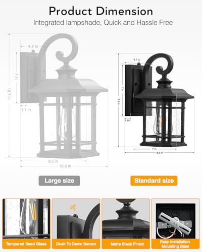 Black Outdoor Light Fixture Dusk to Dawn (2 Count)