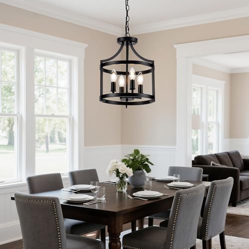 4 Lights Black Farmhouse Chandelier