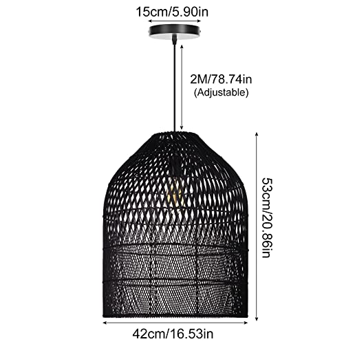1 Light Wicker Bell Pendant Lamp