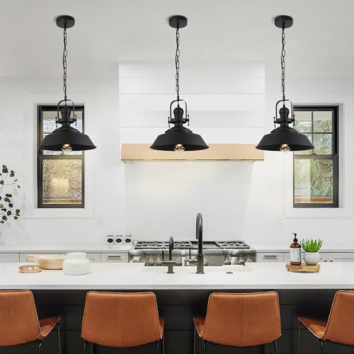 14" Farmhouse Black Pendant Light for Kitchen Island