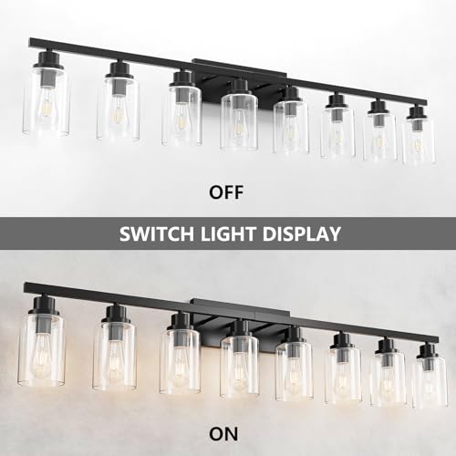 8 Light Black Bathroom Vanity Light Fixture