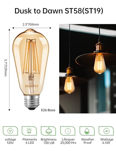 Dusk to Dawn ST19 LED Edison Light Bulbs (2 Count)