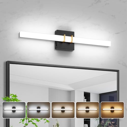 Modern Black and Brass Vanity Light Bar 24 Inch