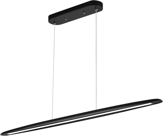 59inch Integrated Led Pendant Light 40w Dimmable Wood Black Linear Pendant Lighting Led Modern Island Light with Black Finish for Living Room Dining Room Billiard & Pool Lights - Aura Lighting
