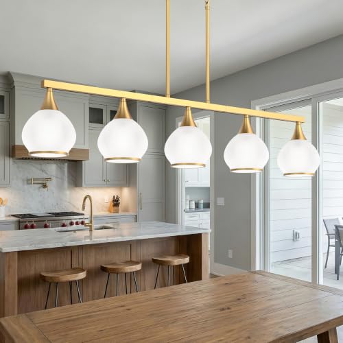 Brushed Gold Kitchen Island Linear Pendant Light