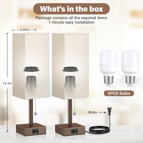 Bedside Lamp for Bedroom Set of 2 (2 Count)