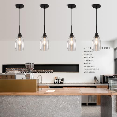 3 Lights Industrial Pendant Light with Glass Shade Matte Black Pendant Lighting Adjustable Industrial Retro Style Hanging Light