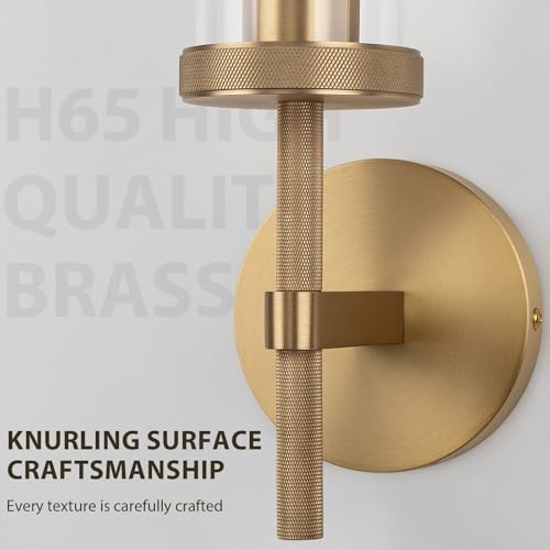 15" Knurled‑Craft Hardwired Brass Wall Sconce