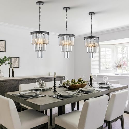 12" Smoke Gray Crystal Chandeliers (3 Count)