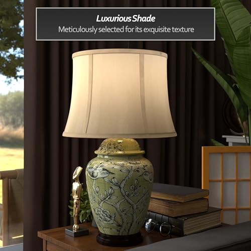 25" Jade Green Birds and Flowers Lamp