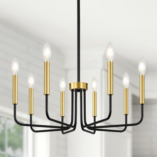8 Light Black and Gold Chandelier