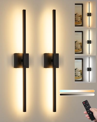 Black Battery Operated Wall Sconce with Remote Control 40 Inch