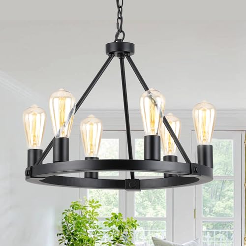 Black Wagon Wheel Chandelier