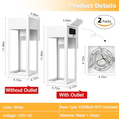 Porch Lights with GFCI Outlet (2 Count)