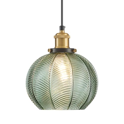 Vintage Green Glass Pendant Lights for Kitchen Island E26 Base