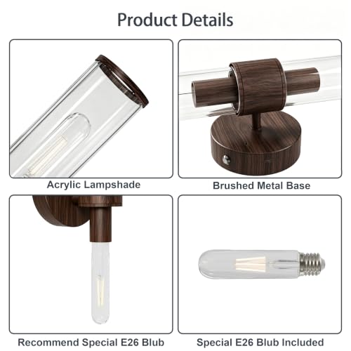 Walnut Battery Operated Wall Sconces Set of 2 (2 Count)