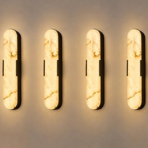 Alabaster wall Sconce 19.7in Dimming Black 4 Pcs