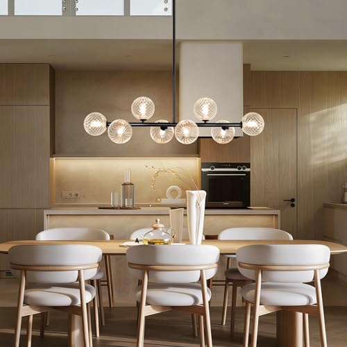 Clear Ribbed Glass Globe Chandelier
