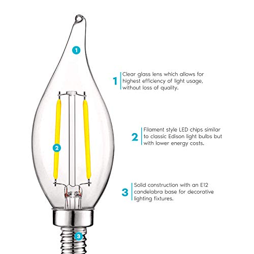 4W Vintage Candelabra LED Bulbs Dimmable (6 Count)