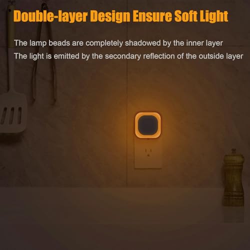 2 Pack Amber Night Light Plug into Wall (2 Count)