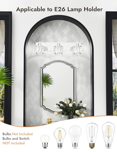 Crystal Vanity Lights for Bathroom (3 Count)