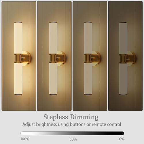 Gold Wireless Battery Operated Wall Sconces with Remote Control