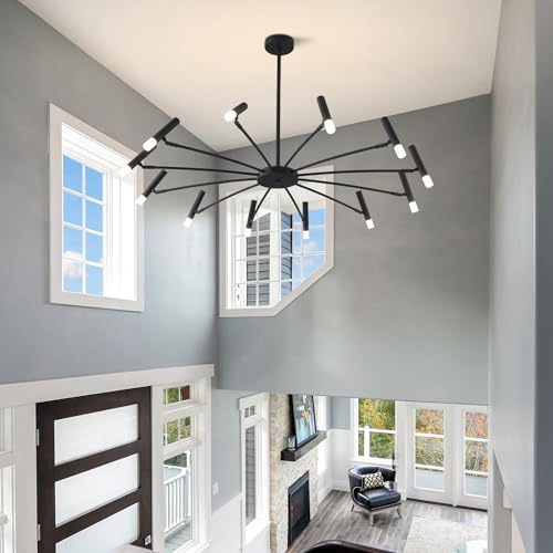 Mid Century Modern Sputnik Light Fixture Farmhouse Black Sputnik Chandelier Industrial Flush Mount Ceiling Light Vintage Schoolhouse Pendant Light