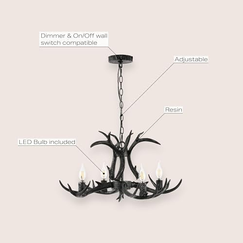 Eldora 4 Light Resin Antler Chandelier 26"