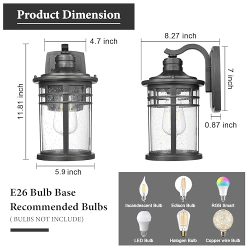 Outdoor Porch Lights Wall Mount (2 Count)