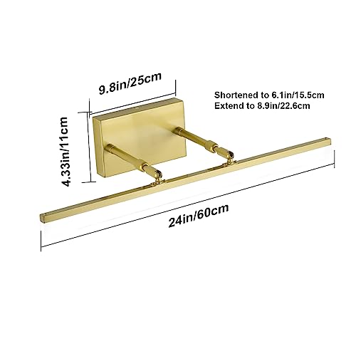 Bathroom Vanity Light Brushed Gold Modern LED Vanity Lighting Over Mirror 24inch Adjustable Gold Wall Light for Bathroom