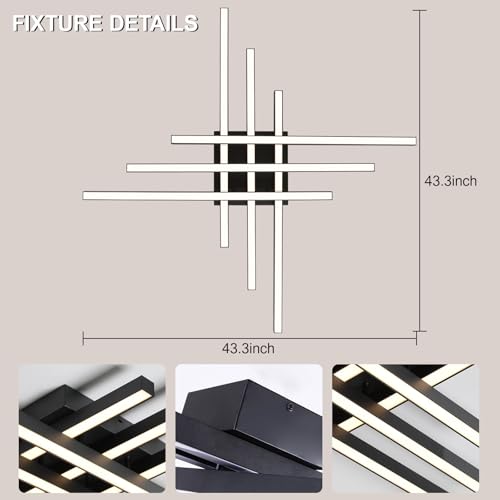 43.3" Modern Ceiling Light with Remote