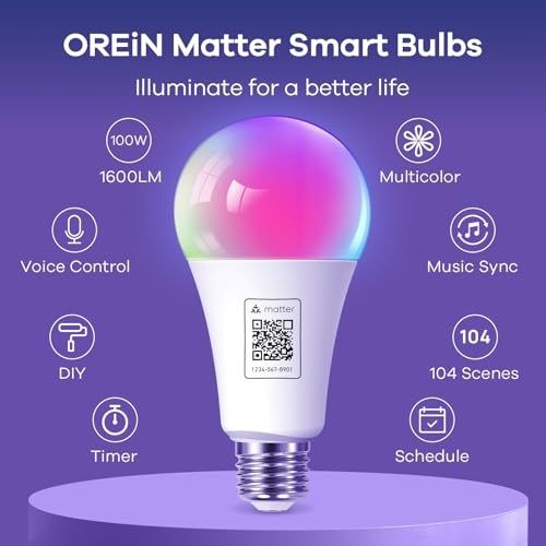Matter Smart Light Bulbs A21 (2 Count)