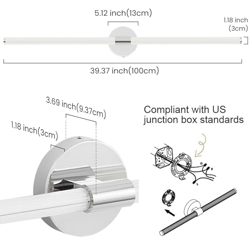 Bathroom Vanity Lights 39" Long LED Vanity Light Bar Chrome