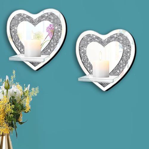Set of 2 Crystal Crush Diamond Candle Sconces (2 Count)