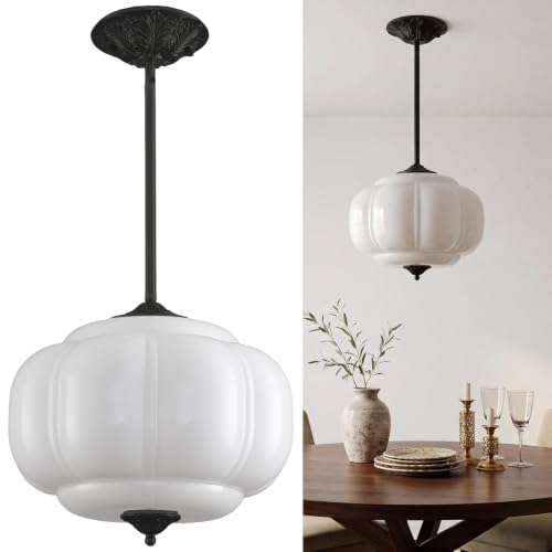 15 in White Milk Glass Ceiling Light Fixture