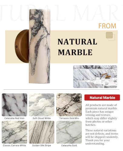 9.84" Natural Marble Wall Sconces Set of 2