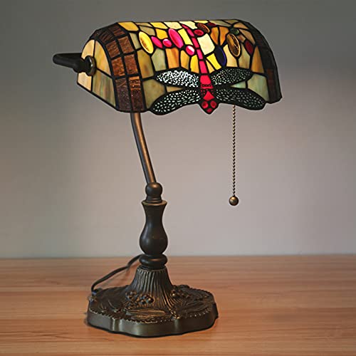 Tiffany Style Bankers Table Lamp Stained Glass Piano Desk Lamp Vintage Bedroom Bedside Lamp for Study