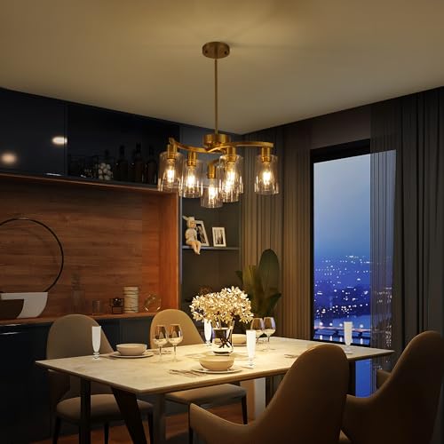6 Light Gold Chandeliers for Dining Room