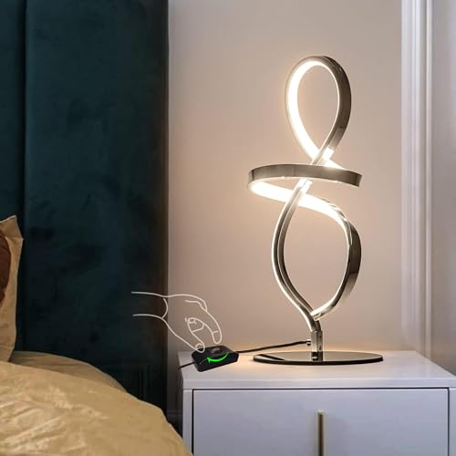Modern Small Table Lamp with LED Spiral Design
