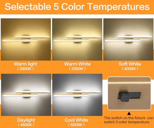 32 Inch LED Bathroom Light Fixtures Over Mirror Brushed Gold Vanity Light Modern Bath Lighting Bar 5CCT