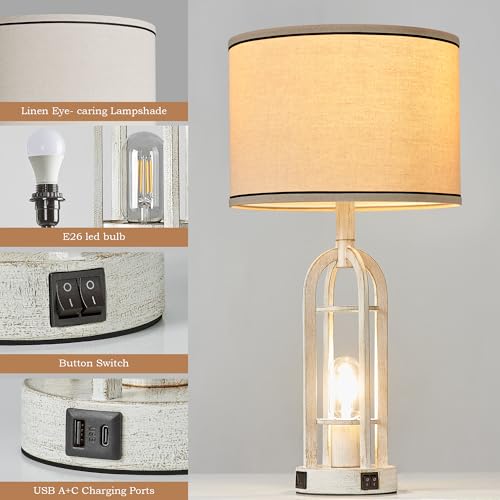 Farmhouse Table Lamps for Living Room Set of 2 (2 Count)