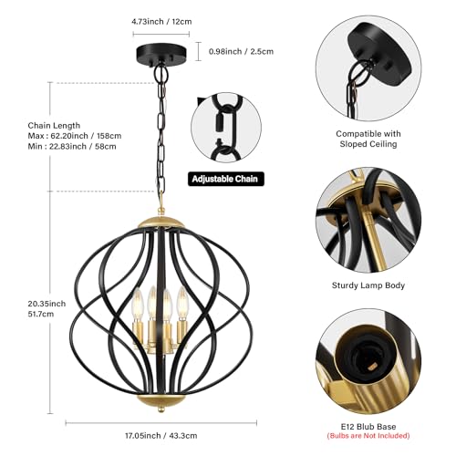Modern Black and Gold Chandelier for Dining Room